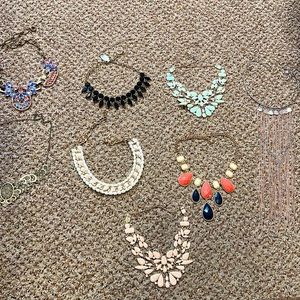 New necklaces beaded lace black blue gold pink bundle